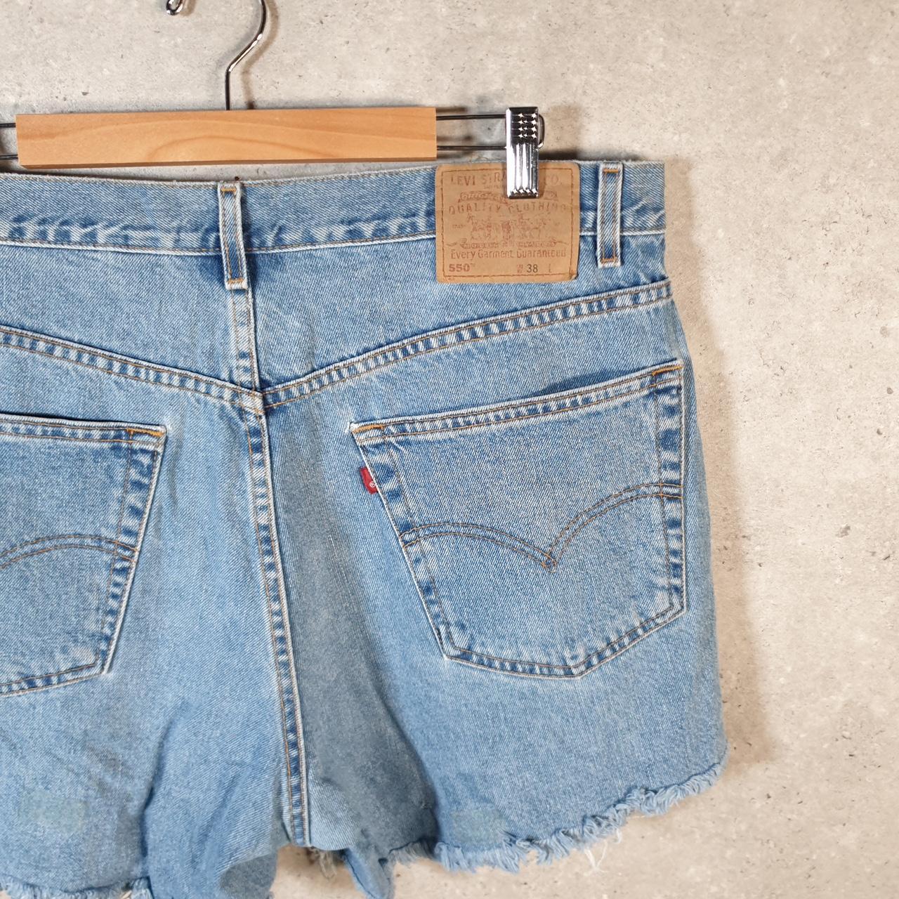Vintage Levi’s 550 Cut Off Baggy Shorts Jorts Cargo Womens W38 Blue Relaxed Denim