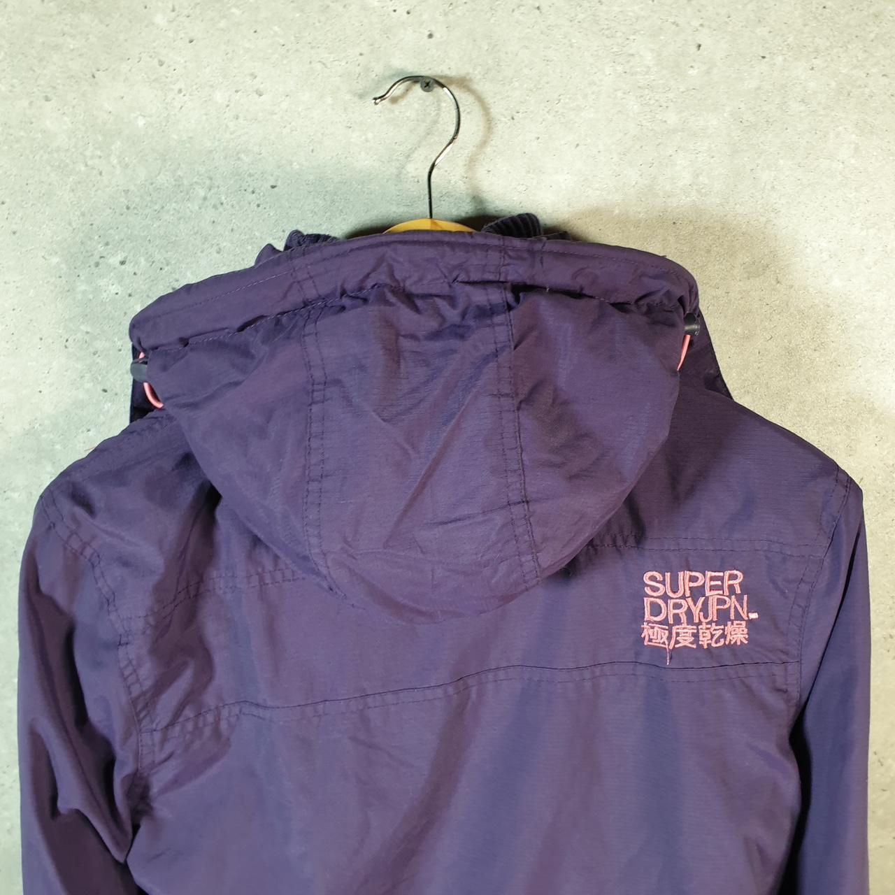 Superdry Windcheater Fleece Lined Jacket Womens Medium Purple Zips Pockets Utility