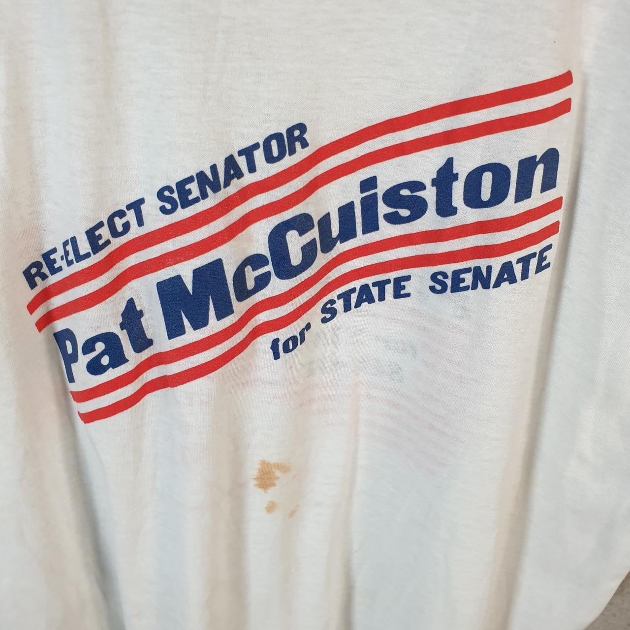 Vintage Screen Stars Pat Mccuiston Senate 1992 USA Single Stitch T Shirt Men’s XL White