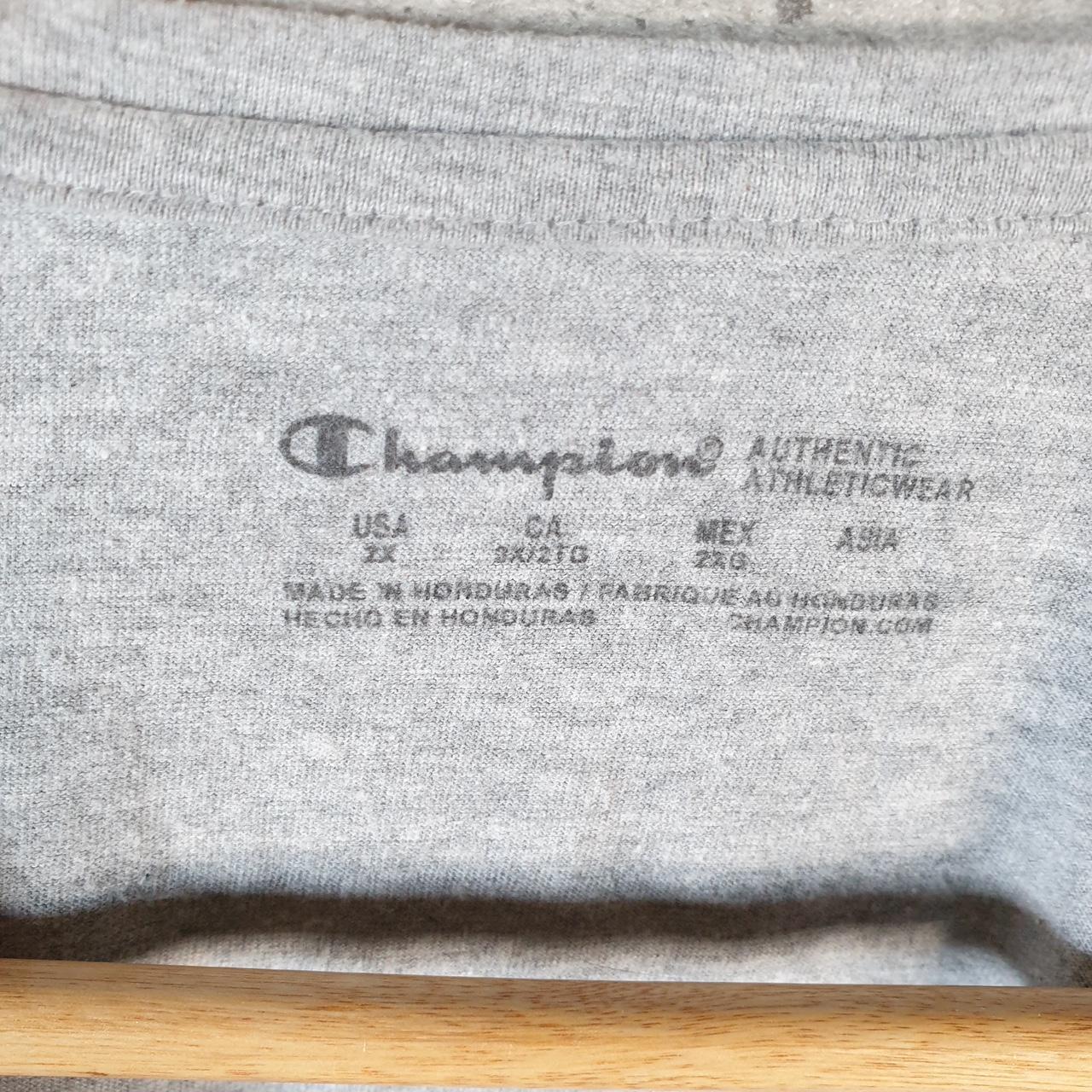 Vintage Champion Spellout T Shirt Womens 2XL Gtey USA Athletic