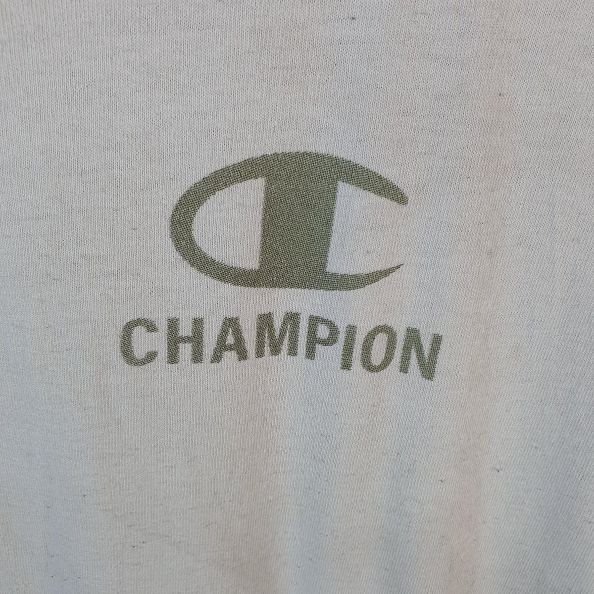 Vintage Champion Graphic Spellout Logo T Shirt Men’s XL White USA Athletic
