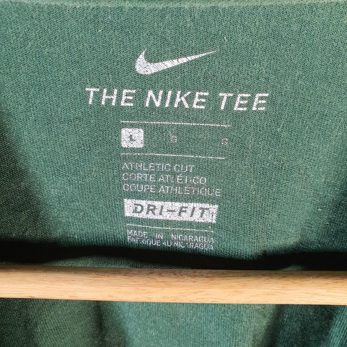 Vintage Nike Dri Fit Green Bay-Packers T Shirt Men’s Large Green Logo Swoosh Athletic