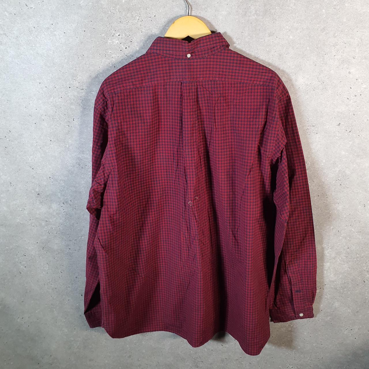 Vintage Ralph Lauren Button Down Shirt Men’s 2XL Burgundy Checkered Cotton