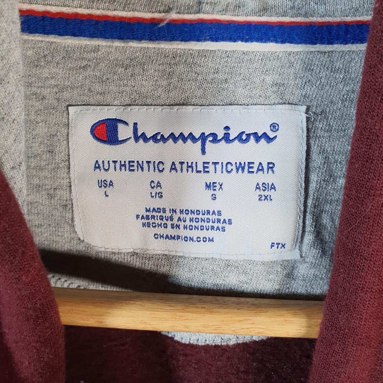 Vintage Champion Hoodie Men’s Large Burgundy USA Pullover Spellout Logo
