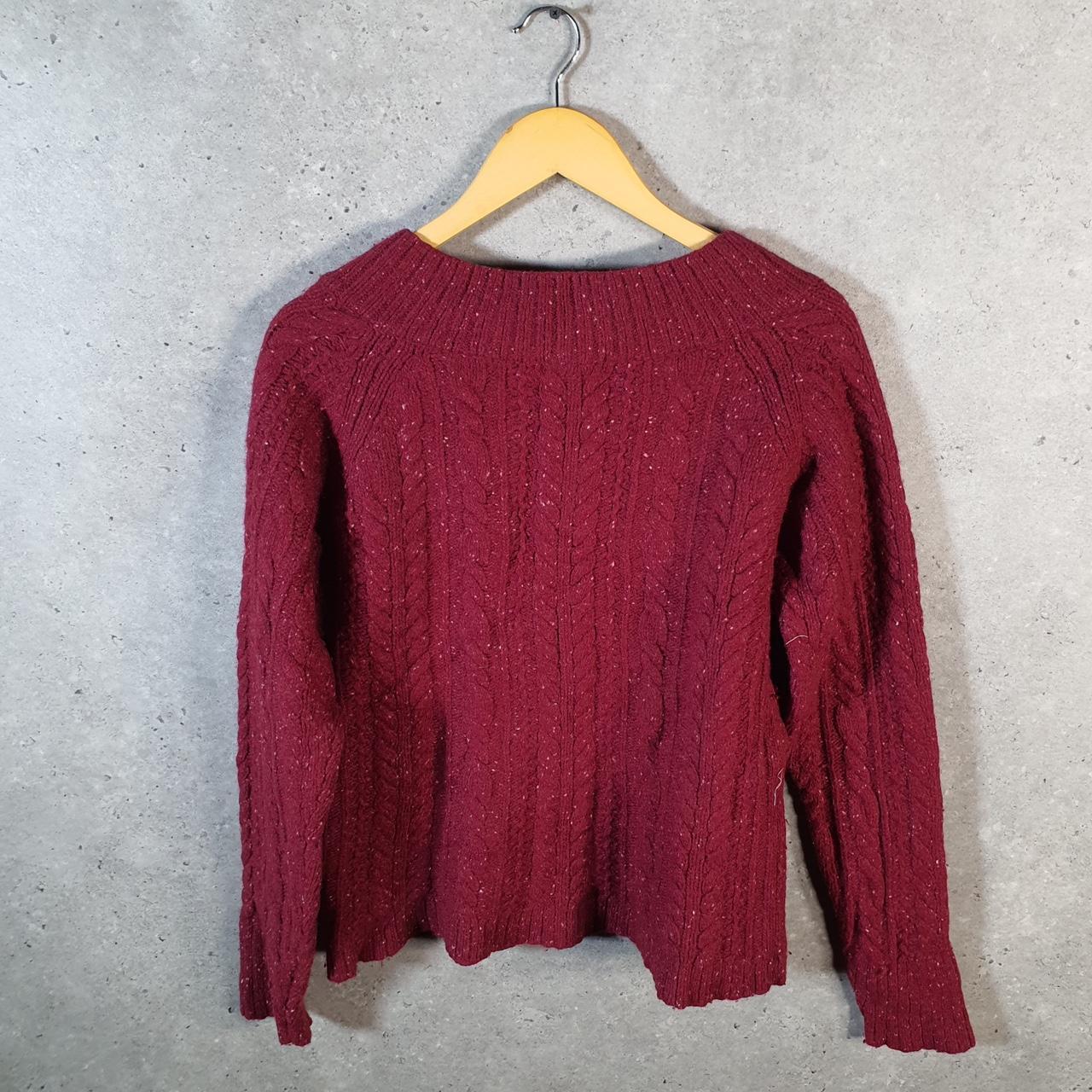 Vintage Eddie Bauer Knit Sweater Womens Large Red Y2K Pullover 1/4 Button