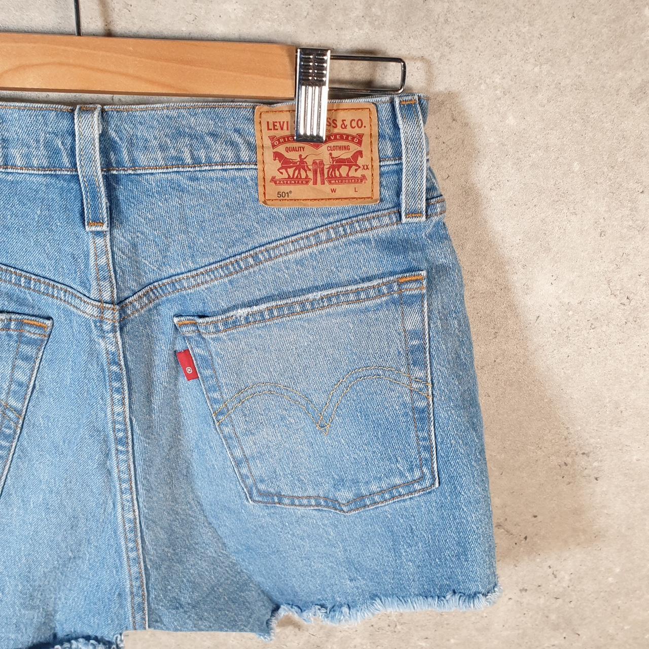 Vintage Levi’s 501 Cut Off Baggy Shorts Jorts Cargo Womens W27 Blue Relaxed Denim