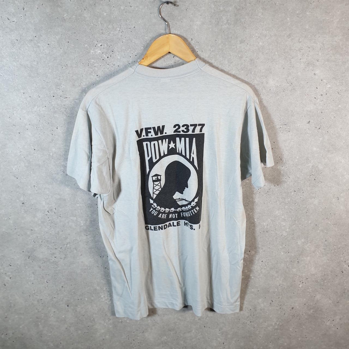 Vintage Screen Stars Best Pow Mia Glendale USA Single Stitch T Shirt Men’s XL Grey Big Fish Vintage