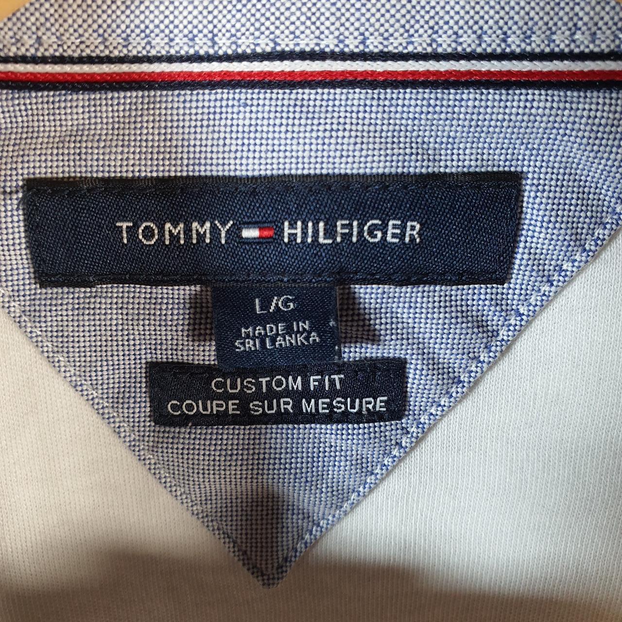 Vintage Tommy Hilfiger Polo Shirt Men’s Large White Custom Fit Embroidered Logo