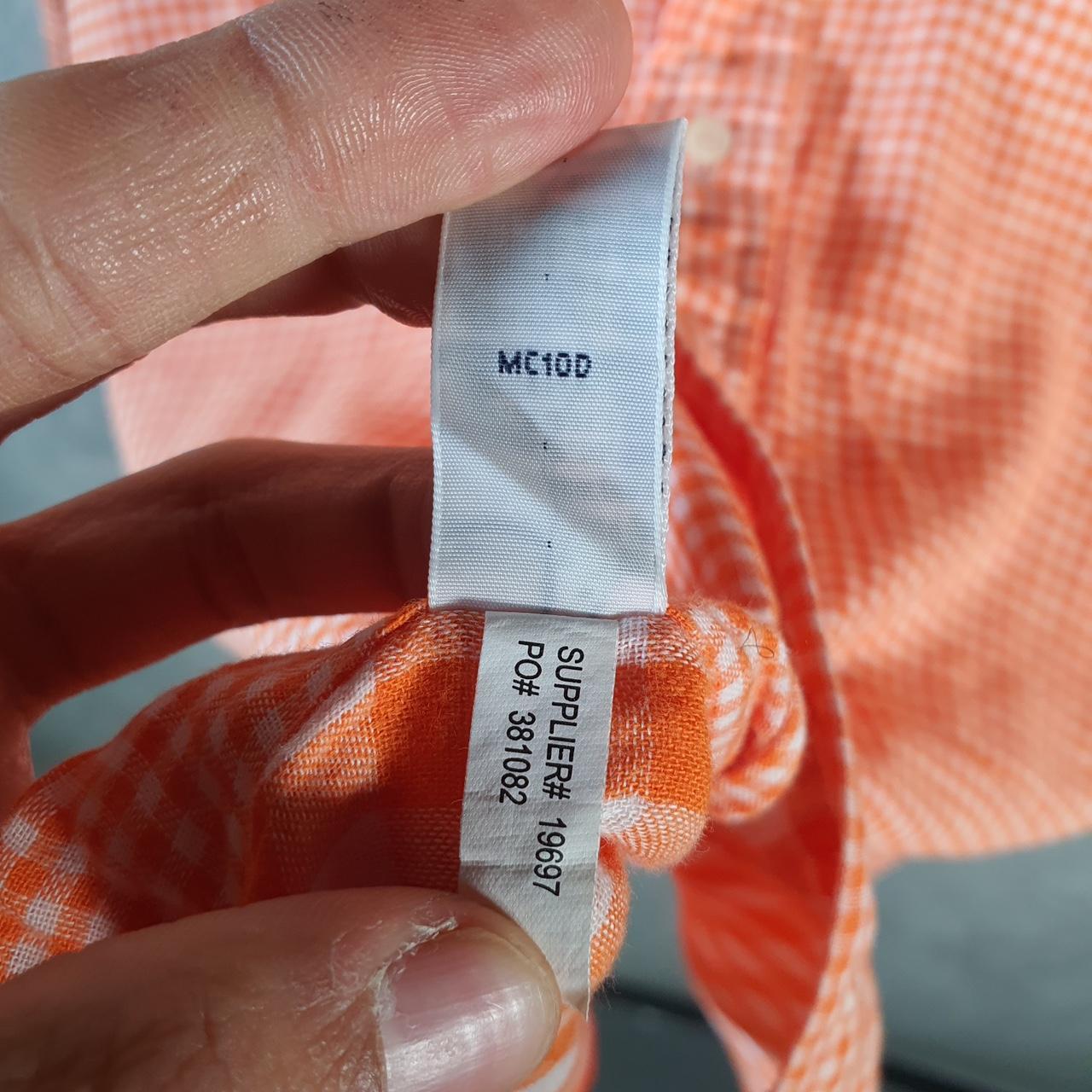 Vintage Ralph Lauren Button Down Shirt Men’s Large Orange Checkered Custom Fit Pony