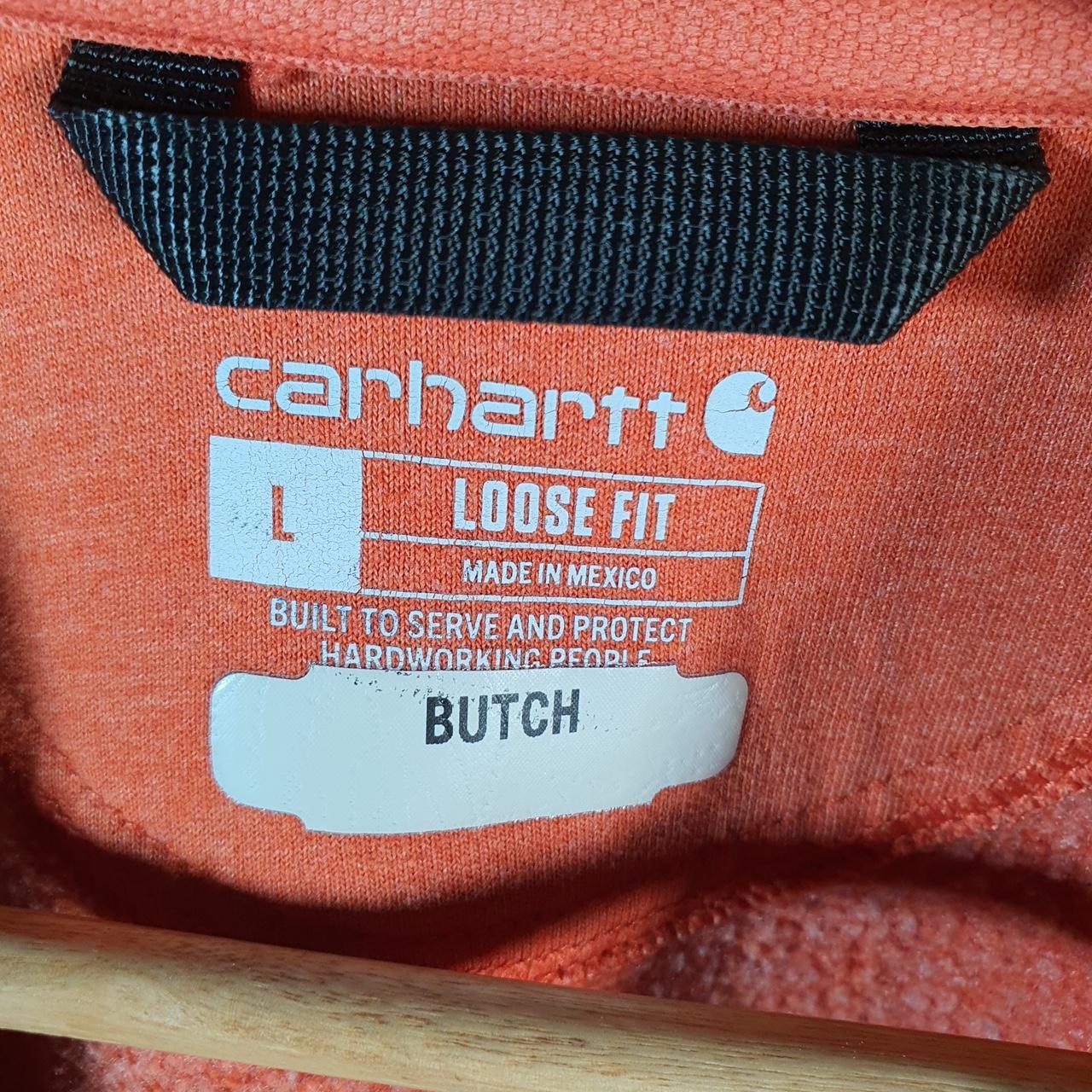 Vintage Carhartt Sweatshirt Womens Large Orange Pullover Blank USA Loose Fit