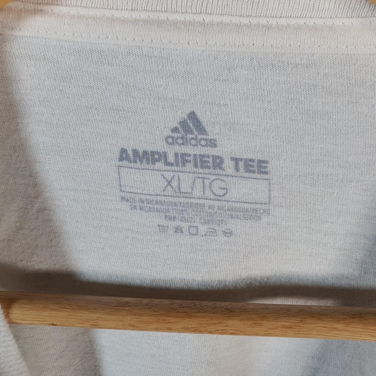 Vintage Adidas Amplifier T Shirt Men’s XL White Sportswear Spellout Logo Athletic