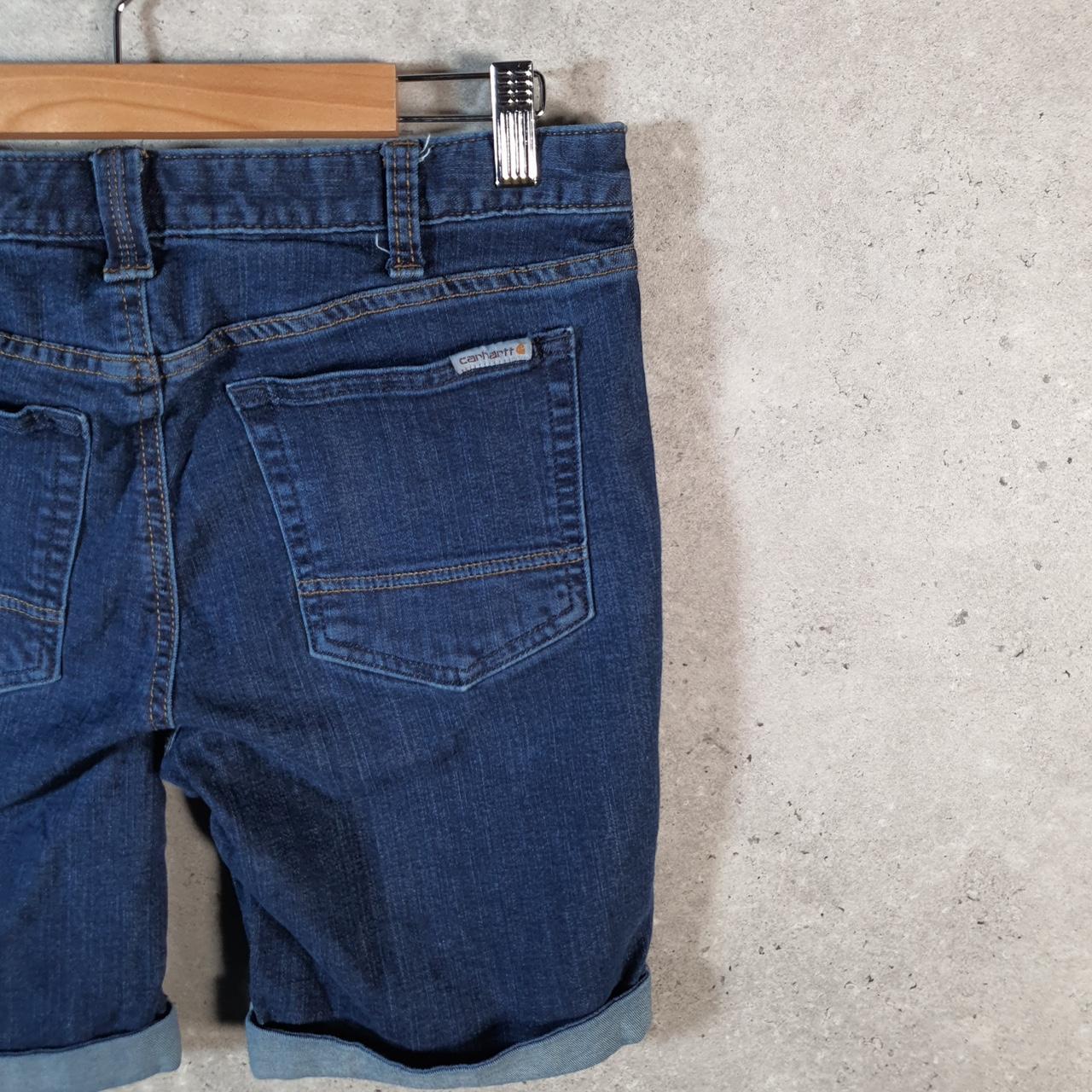 Vintage Carhartt Carpenter Shorts Jorts Cargo Womens W32 Blue Slim Fit Workwear A4709