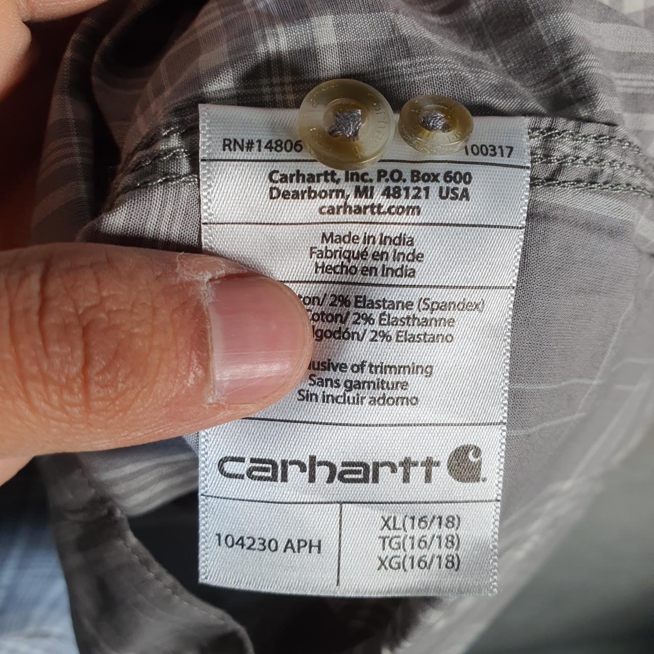 Vintage Carhartt Shirt Button Down Womens XL Grey Checkered Utility Relaxed Fit