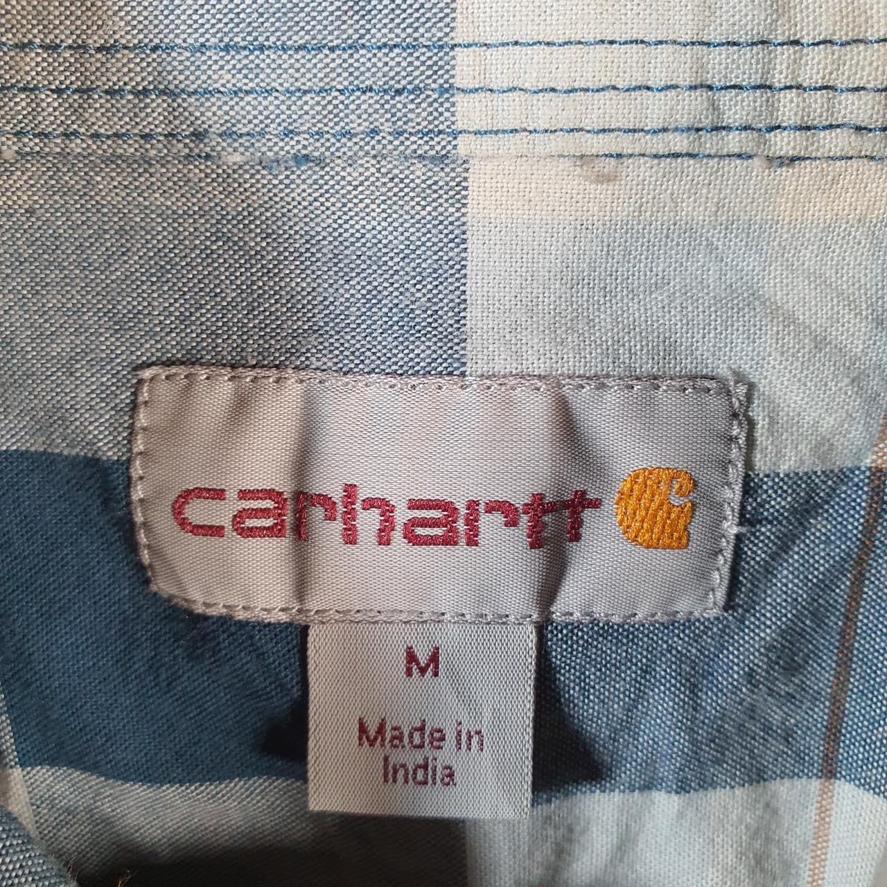 Vintage Carhartt Shirt Button Down Mens Medium Blue Short Sleeve Chore Utility Relaxed