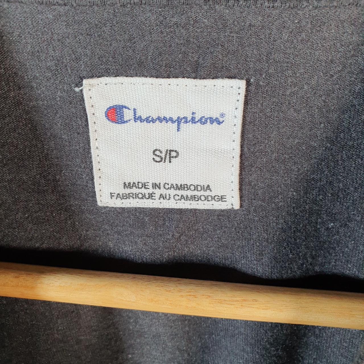 Vintage Champion Spellout Logo T Shirt Mens Small Grey USA Athletic