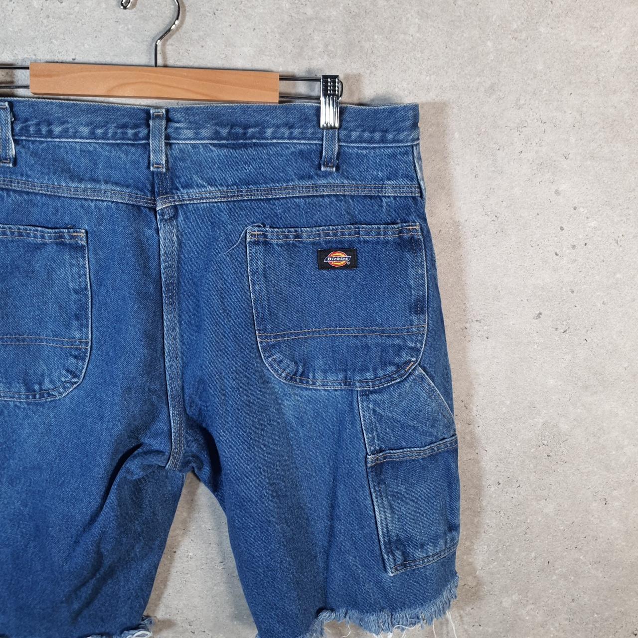 Vintage Dickies Baggy Denim Jean Shorts Jorts Cargo Mens W38 Blue Loose Fit