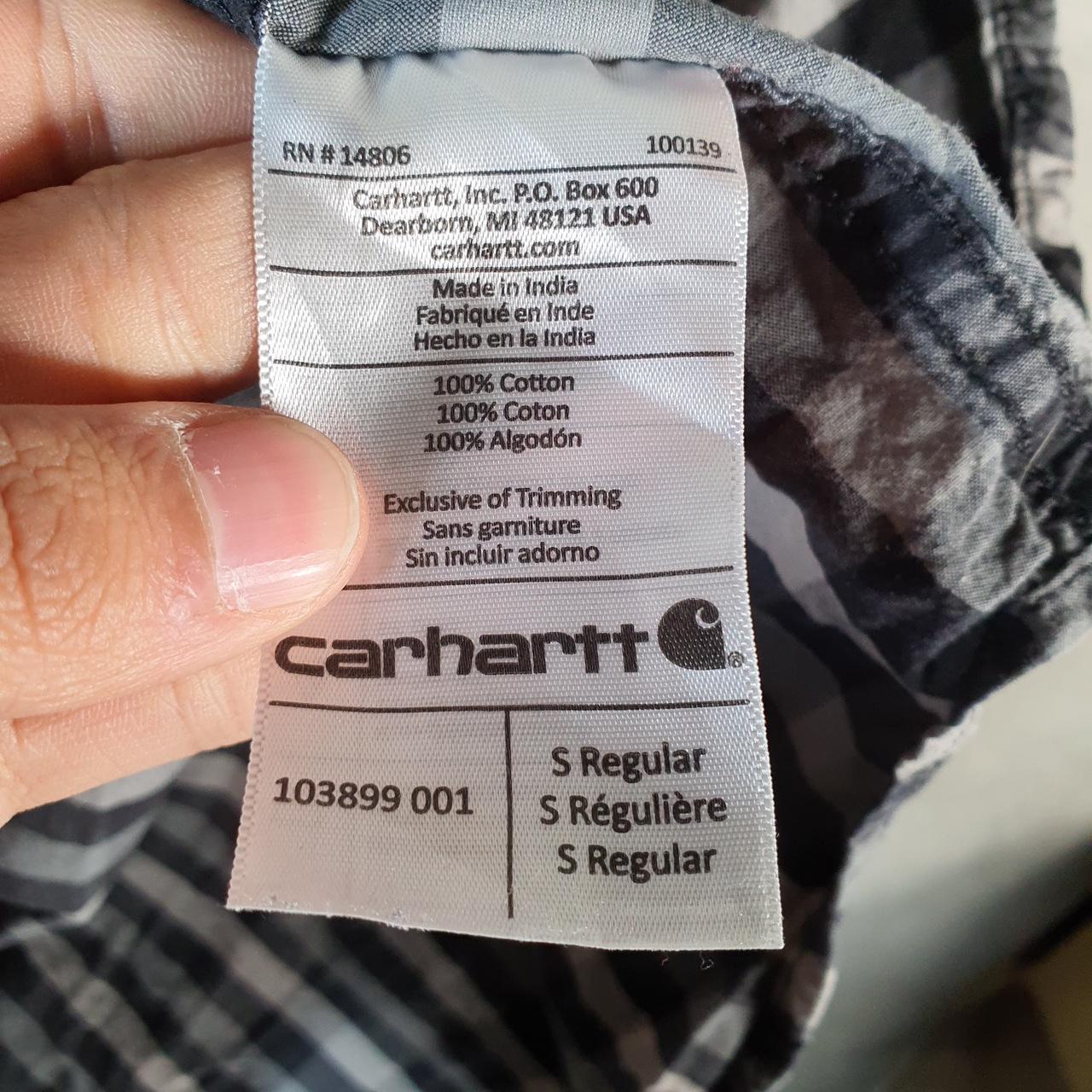 Vintage Carhartt Shirt Button Down Mens Small Grey Checkered Chore Utility Relaxed - Big Fish Vintage