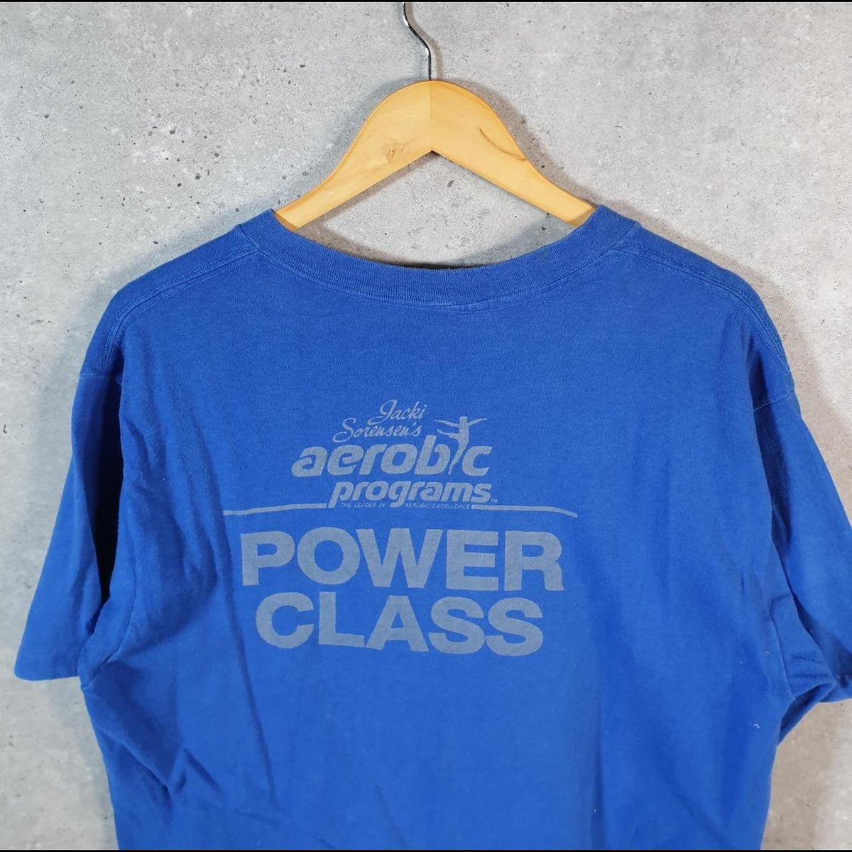 Vintage Denver Jacki Sorensens Aerobics 90s USA Single Stitch T Shirt Men’s Large Blue