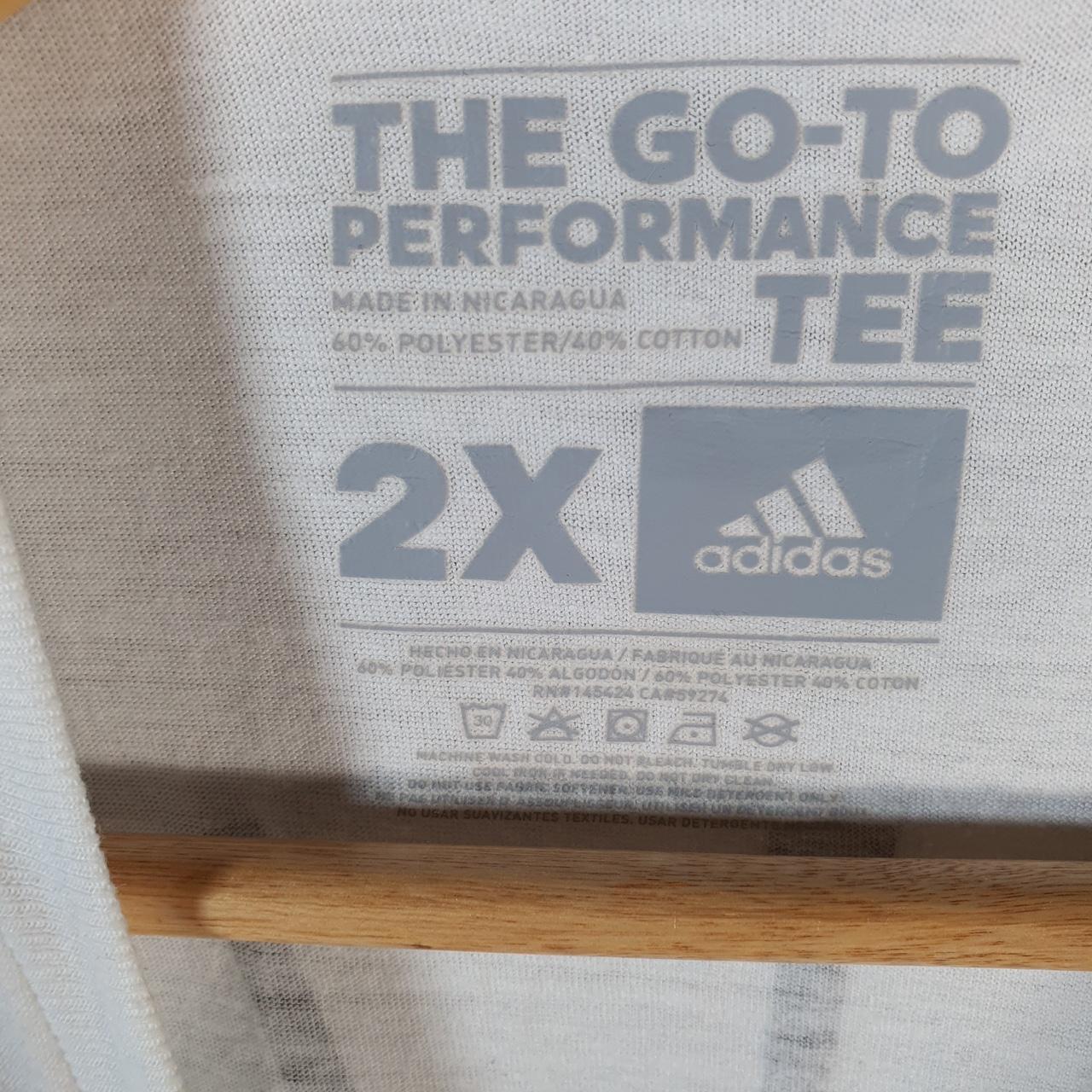 Vintage Adidas Go To Performance Tee T Shirt Men’s 2XL White Three Stripes Logo