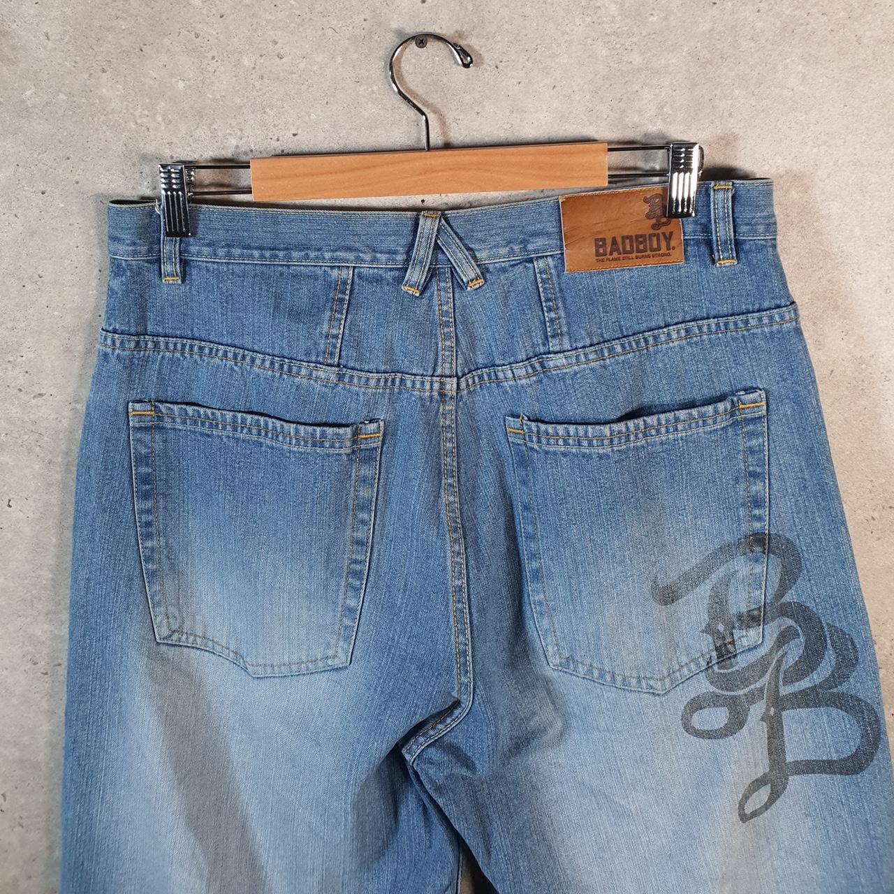 Vintage Badboy Baggy Y2K Hip Hop Jorts Shorts Mens W32 Blue Denim USA A4671