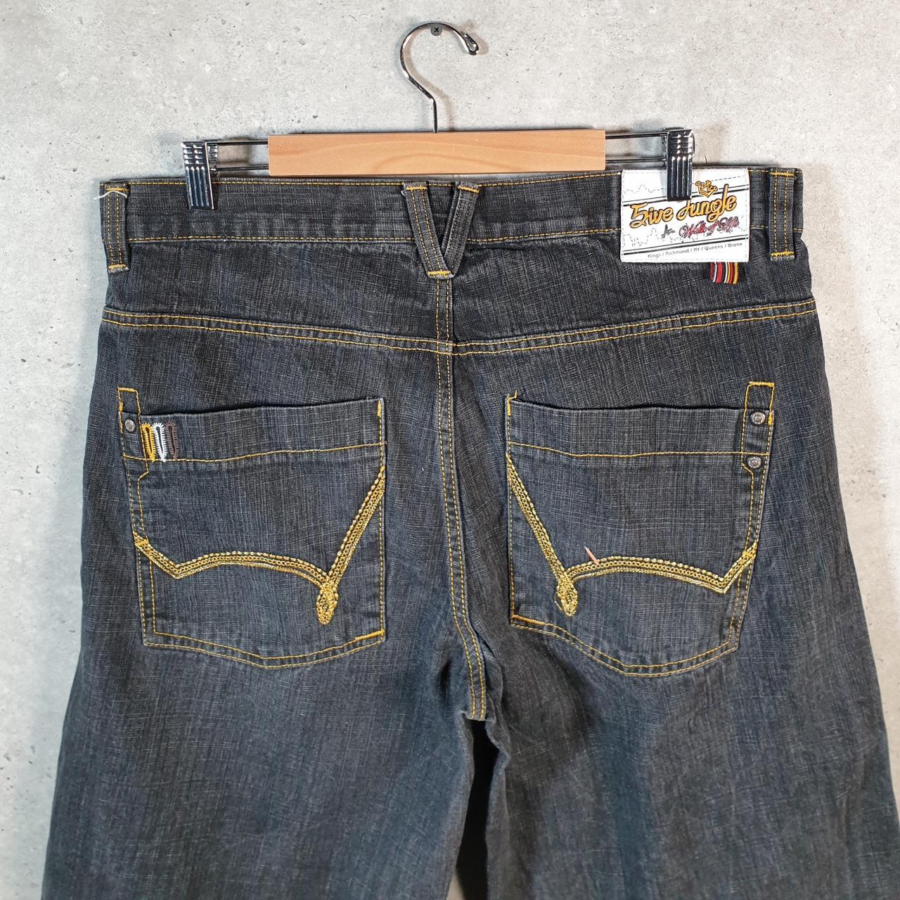 Vintage 5ive Jungle Baggy Y2K Hip Hop Jeans Shorts Jorts Mens W38 Grey Denim USA Big Fish Vintage