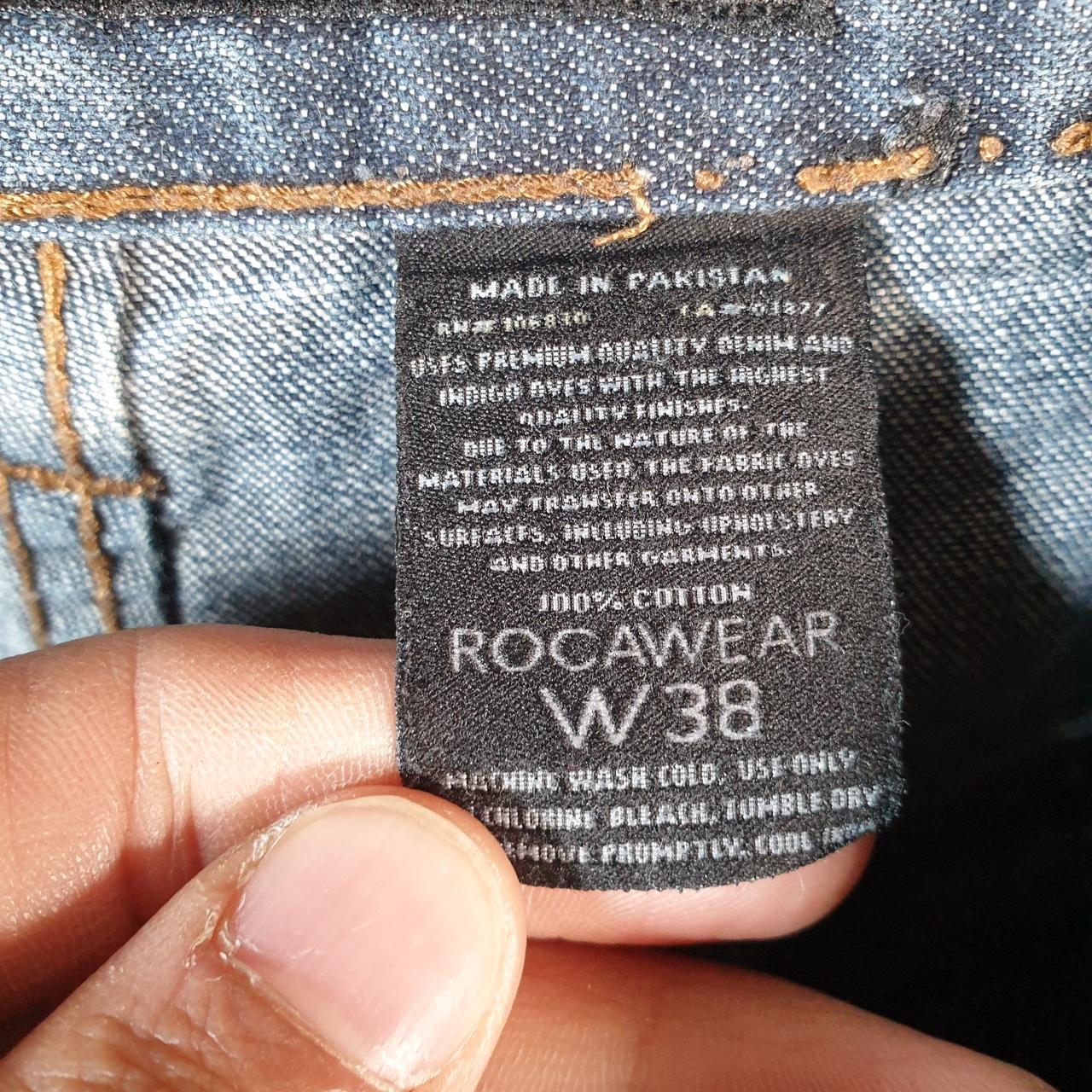 Vintage Rocawear Baggy Y2K Hip Hop Jeans Shorts Jorts Mens W38 Blue Denim USA Big Fish Vintage