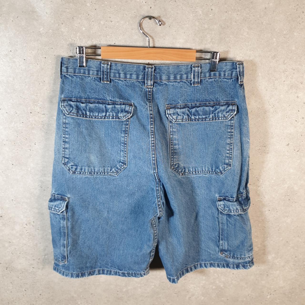 Vintage Wrangler Denim Shorts Jorts Cargo Men’s W36 Relaxed Blue Baggy Cotton