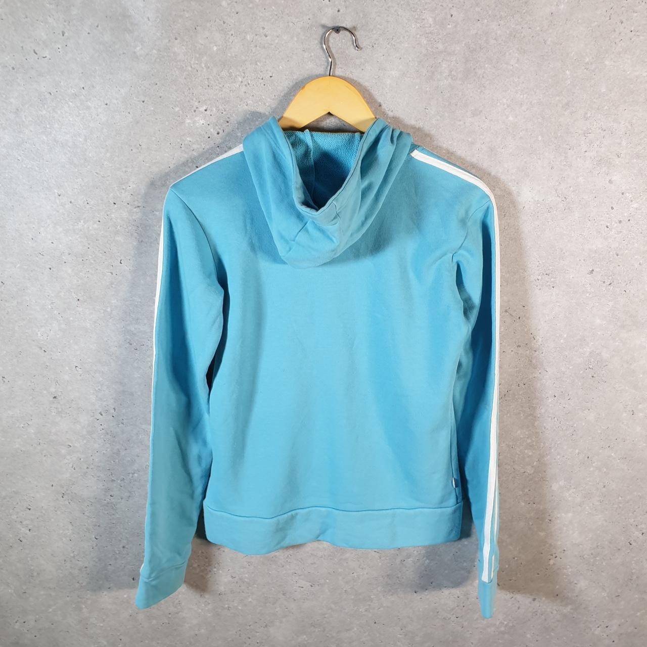 Vintage Adidas Hoodie Womens Medium Blue Spellout Logo Pullover