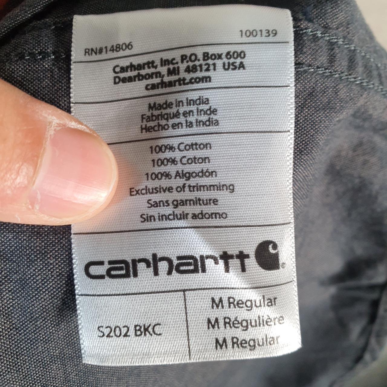 Vintage Carhartt Shirt Button Down Mens Medium Grey Long Sleeve Chore Utility Relaxed Big Fish Vintage