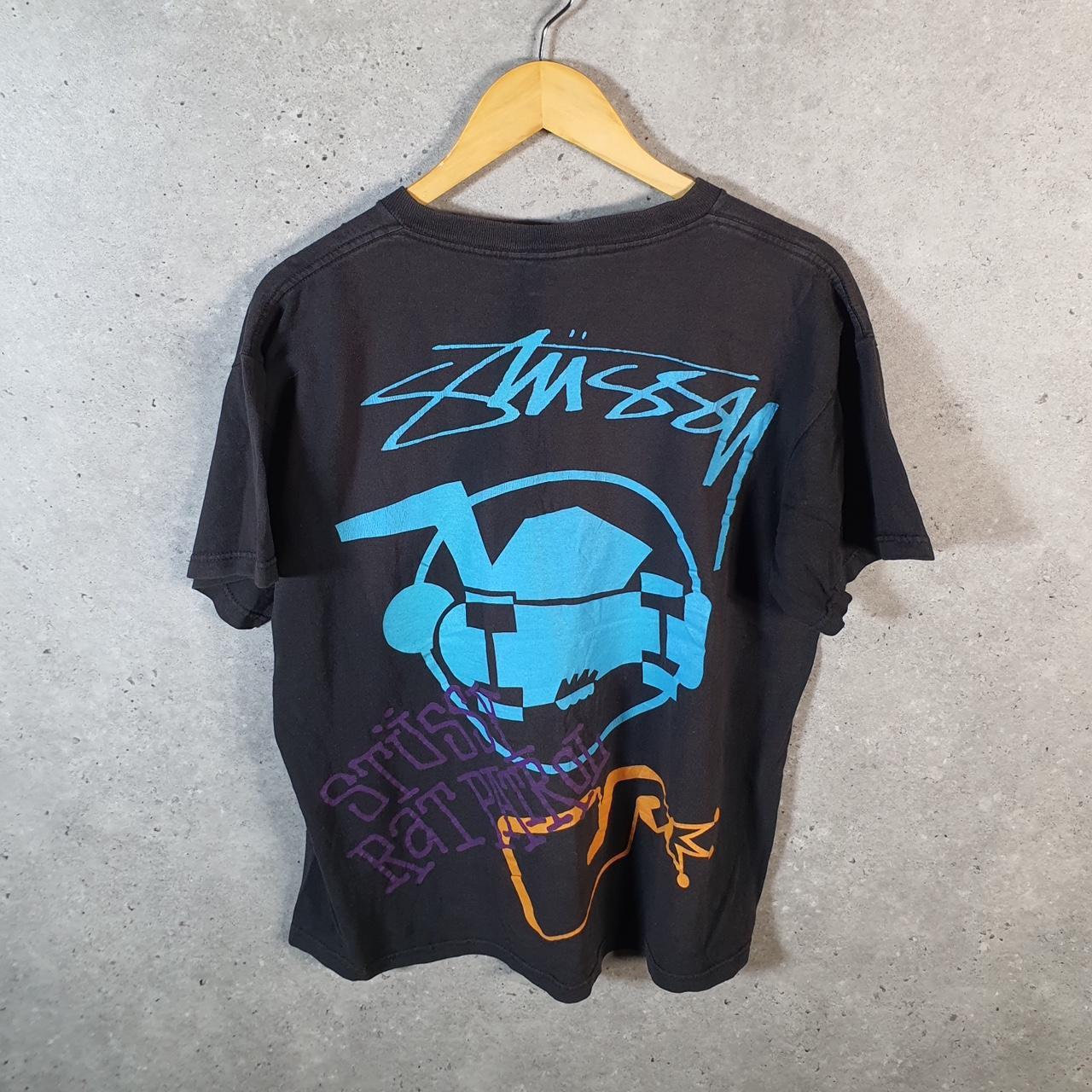 Vintage Stussy Spellout Printed T Shirt Men’s Medium Black Graphic Short Sleeve