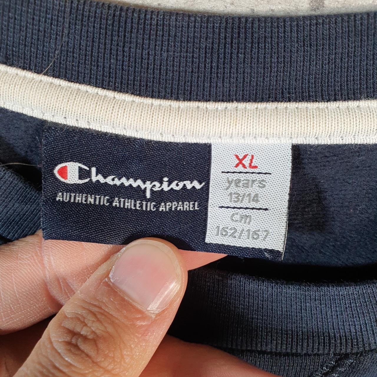 Vintage Champion Spellout Embroidered Sweatshirt Youth XL Navy Blue Pro Sport Pullover