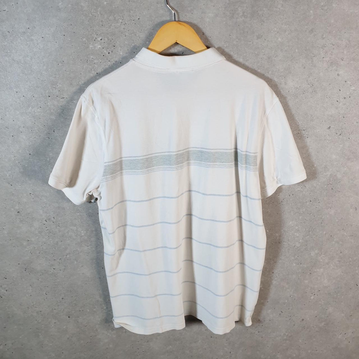 Vintage Calvin Klein Spellout Polo Shirt Men’s XL White Striped Casual Sports