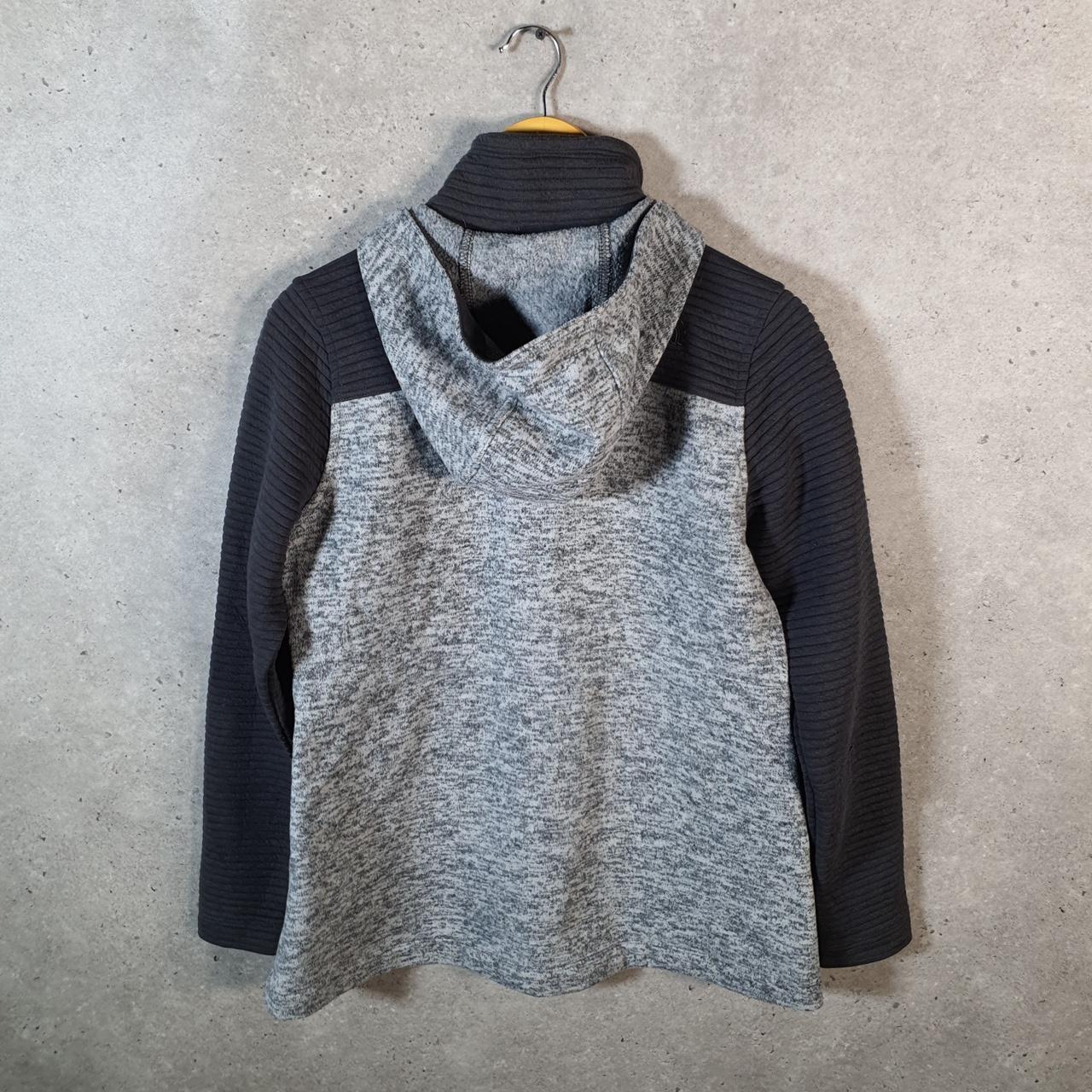 Vintage The North Face TNF Teddy Fleece Hoodie Womens M Grey Full Zip Logo