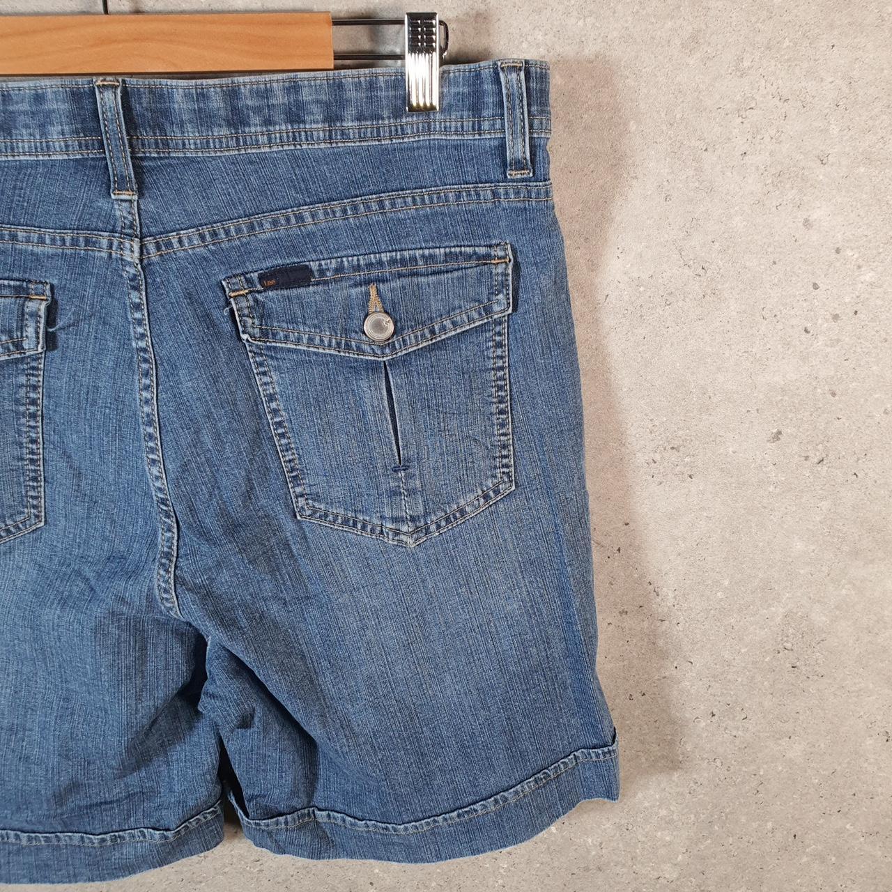 Vintage Lee Low Rise Baggy Shorts Jorts Cargo Womens W34 Blue Relaxed Denim A4524