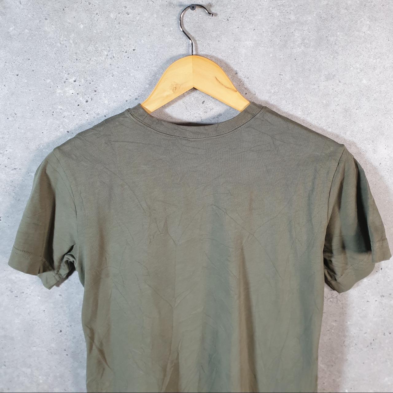 Vintage Nike Club Swoosh T Shirt Womens Medium Khaki Green Printed Logo Athletic C7918