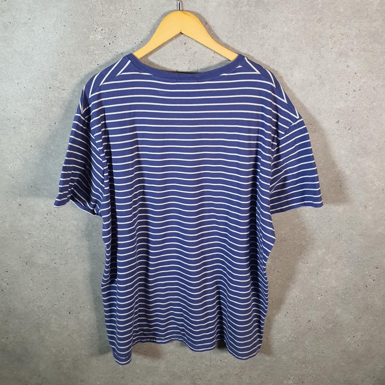 Vintage Ralph Lauren Polo T Shirt Men’s XL Blue Striped Embroidered Pony Classic Fit C9575