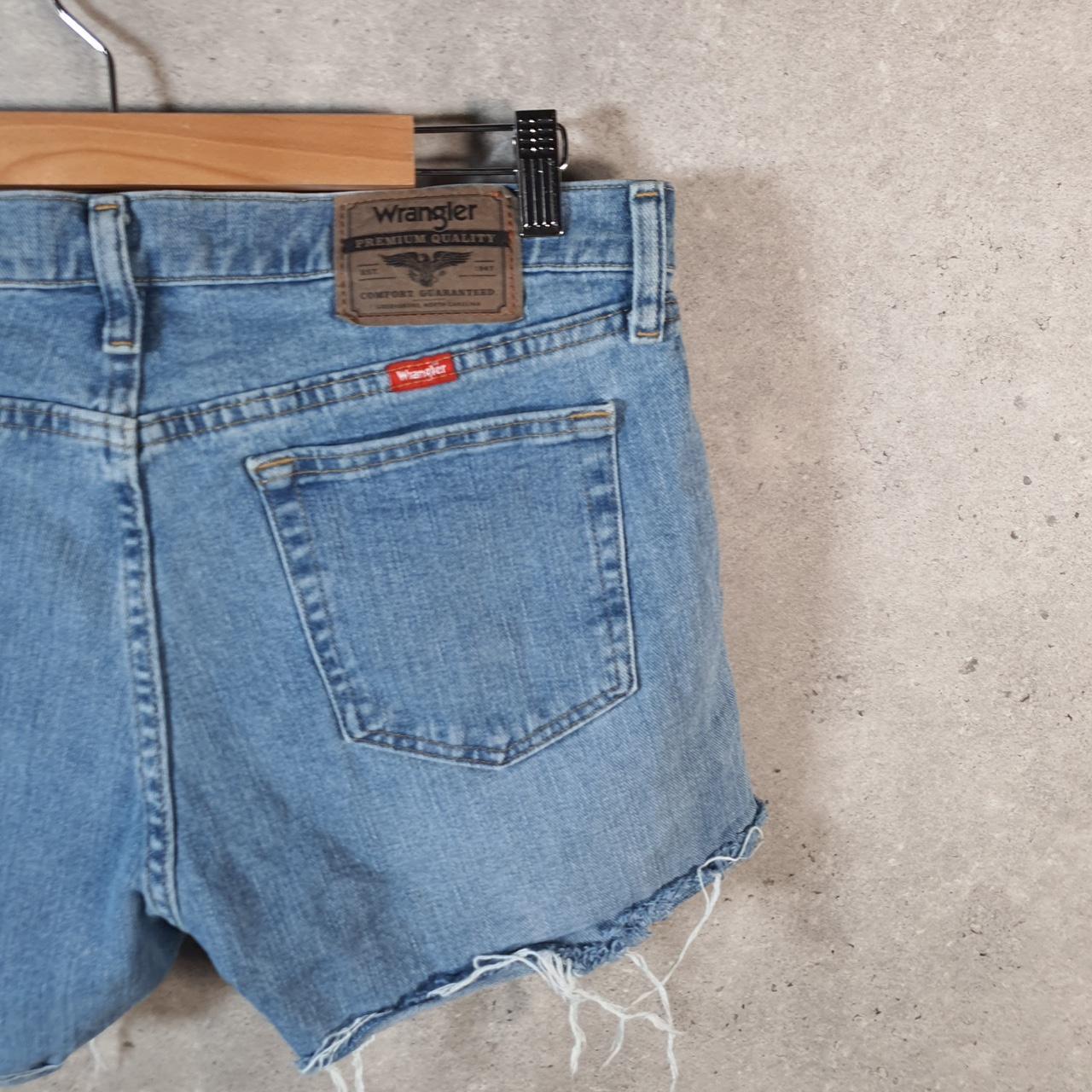 Vintage Wrangler Cut Short Baggy Shorts Jorts Cargo Womens W32 Blue Relaxed Denim A4541