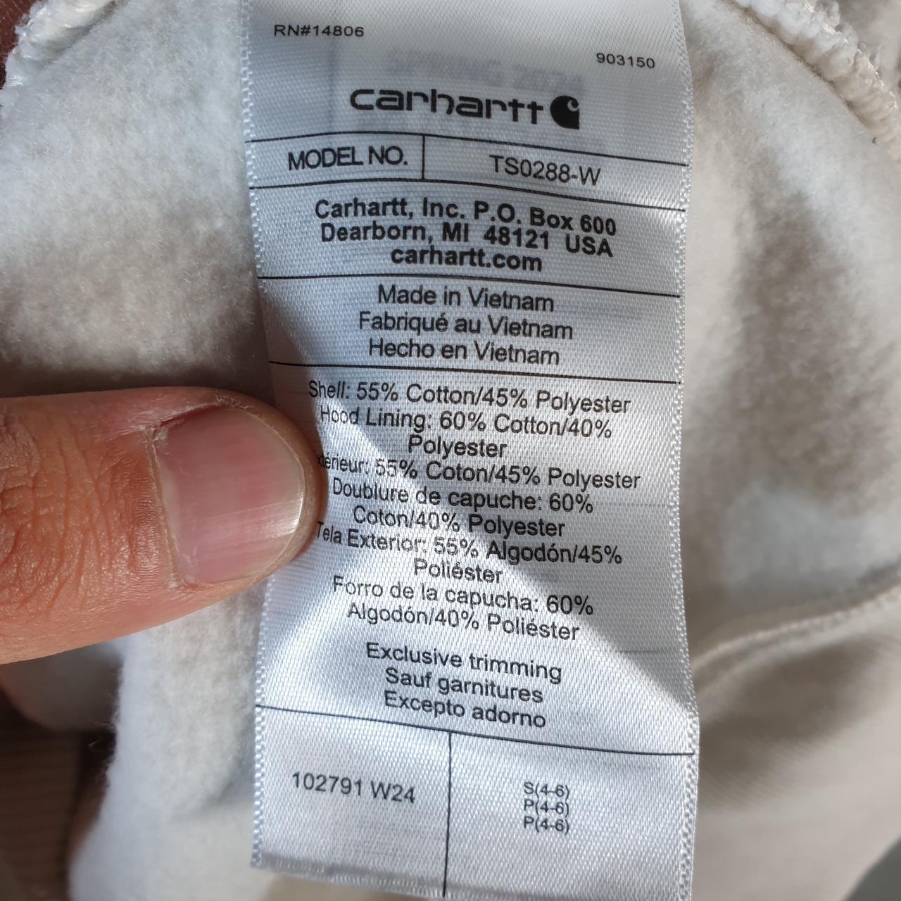 Vintage Carhartt Hoodie Womens Small White Pullover Blank USA Relaxed Fit