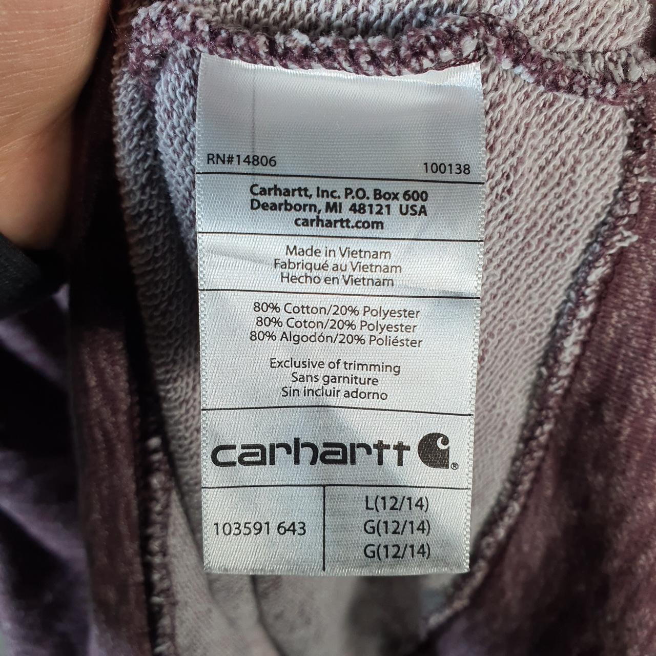 Vintage Carhartt Hoodie Womens Large Burgundy Red Pullover Blank USA Relaxed Fit