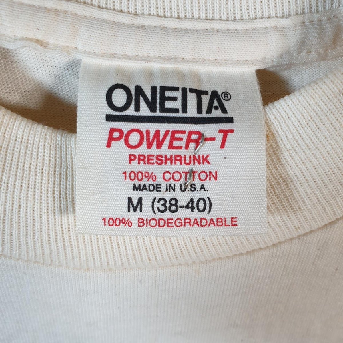 Vintage Oneita Power Palm Beach Atlantic Coast 90s Single Stitch T Shirt Men’s Medium White C9623