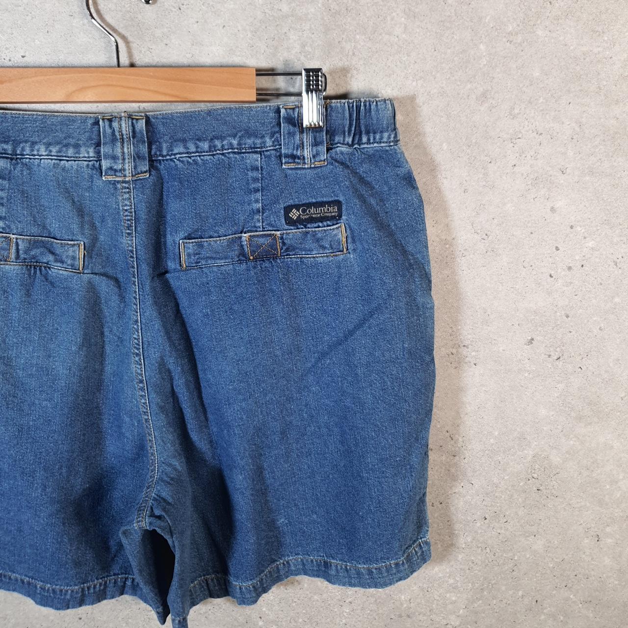 Vintage Columbia Baggy Shorts Jorts Cargo Mens Large Blue Denim Relaxed Fit Cargo