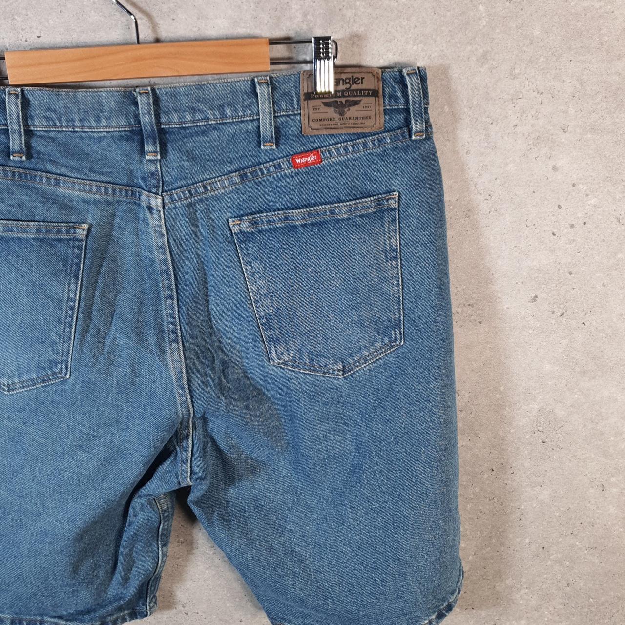 Vintage Wrangler Denim Shorts Jorts Cargo Men’s W38 Relaxed Blue Baggy Cotton