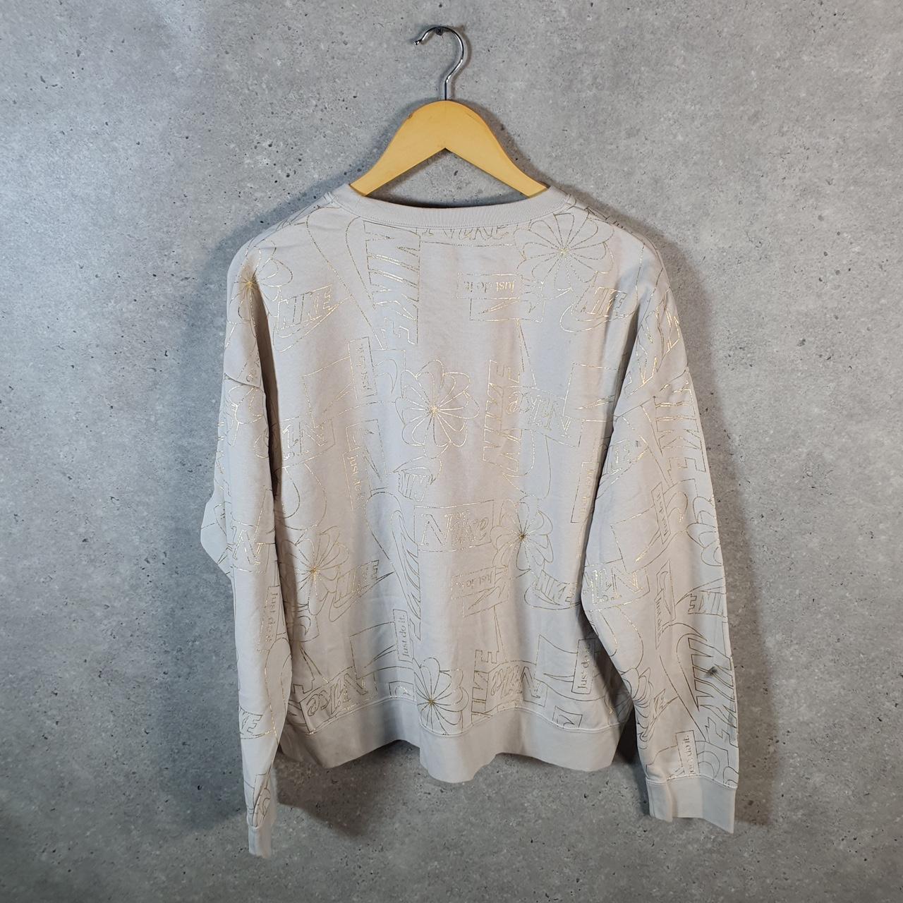 Vintage Nike All Over Print AOP Sweatshirt Men’s XL Brown Swoosh Y2K Pullover Logo