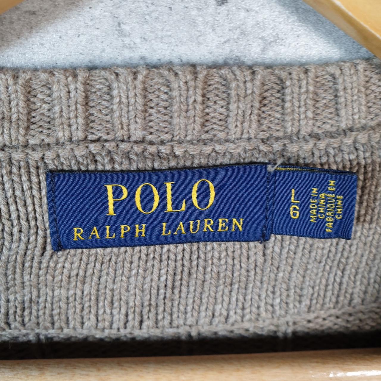 Vintage Ralph Lauren Polo Tiger Knit Cable Heavy Jumper Sweater Men’s Large Camo Pony Big Fish Vintage