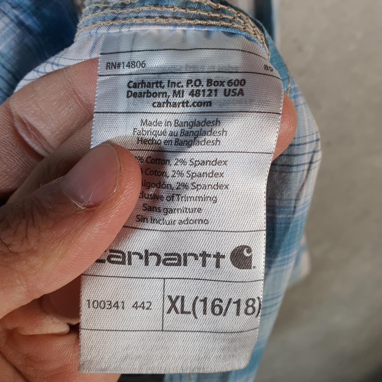 Vintage Carhartt Shirt Button Down Womens XL Blue Checkered Utility Relaxed Fit