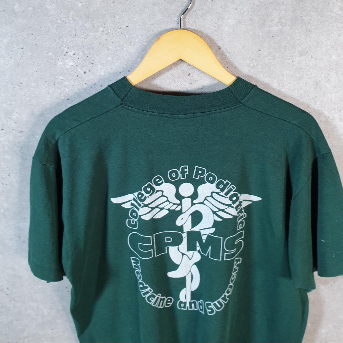 Vintage Fruit of the Loom CPMS College USA 90s Single Stitch T Shirt Men’s Large Green C8960