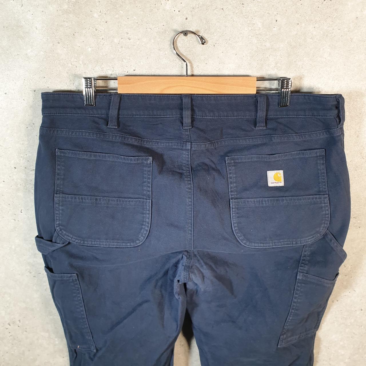 Vintage Carhartt FR Carpenter Trousers Womens W38 L32 Navy Blue Relaxed Fit Workwear USA