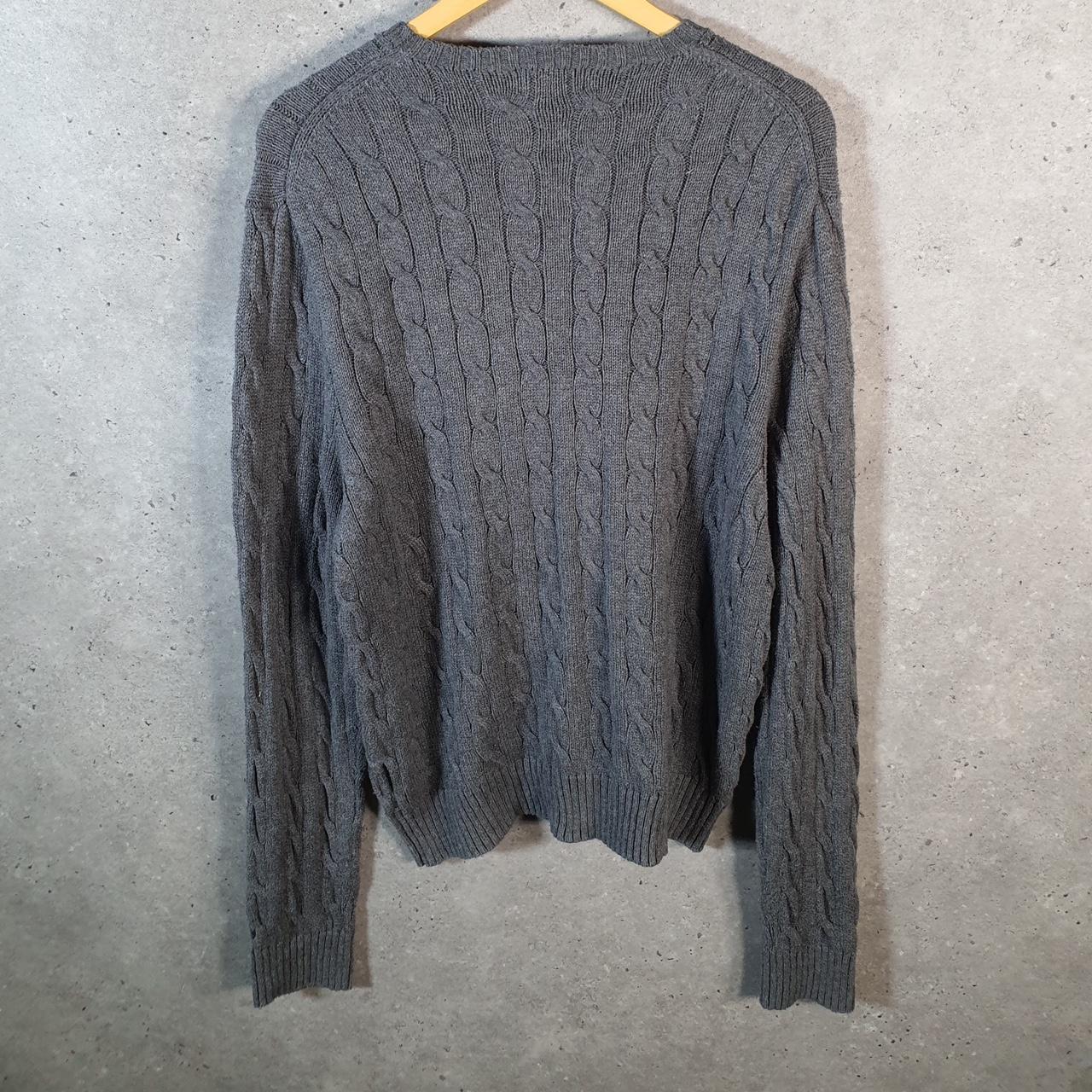 Vintage Ralph Lauren Polo Cable Knit Heavyweight Sweatshirt Womens Large Grey Pony C8855