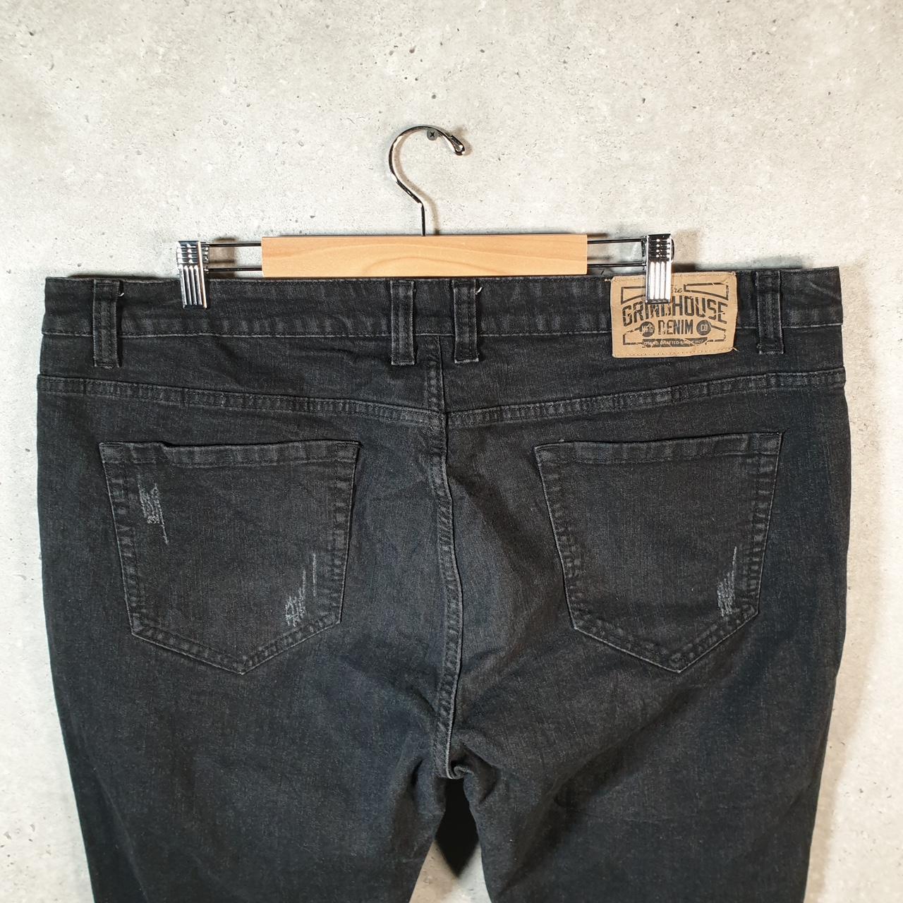 Vintage Grindhouse Baggy Y2K Hip Hop Jeans Mens W44 Black Embroidered Denim Big Fish Vintage