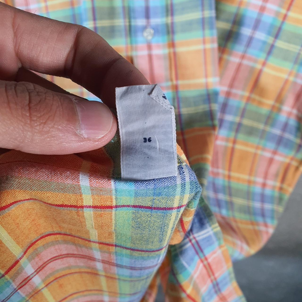 Vintage Ralph Lauren Button Down Shirt Men’s Medium Orange Checkered Classic Fit Cotton Pony